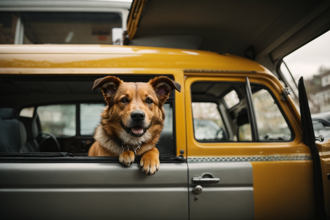 Veicolo del servizio Taxi Dog di Canedocet, pronto per il trasporto sicuro dei cani.